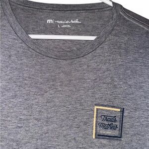 Travis Mathew Gray Crewneck Tee with Chest and Back Print